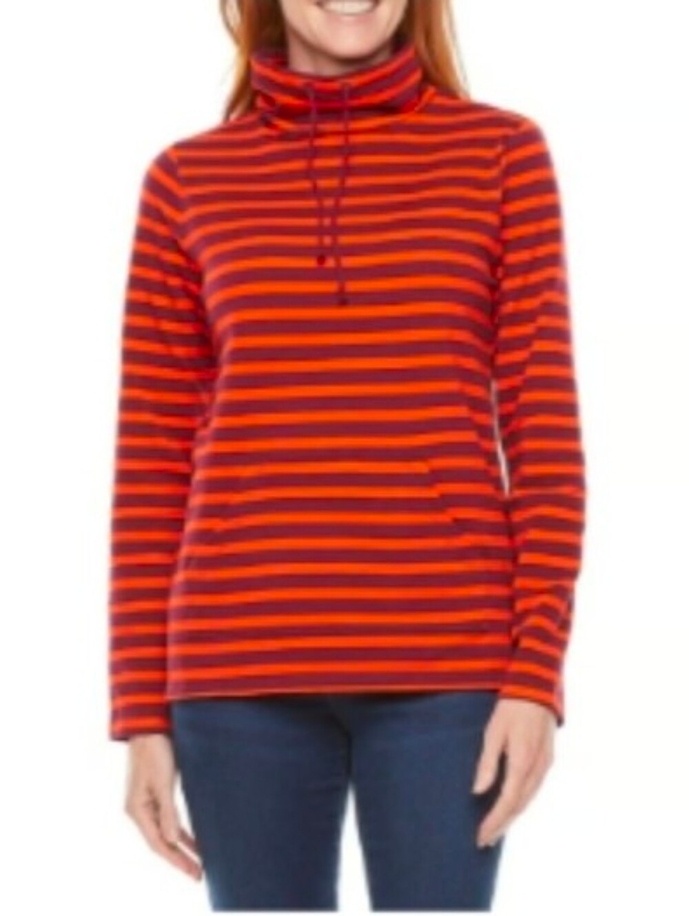 💢4For$20 St. John's Bay Red-Orange Purple Striped Funnel Neck Pullover Size XXL